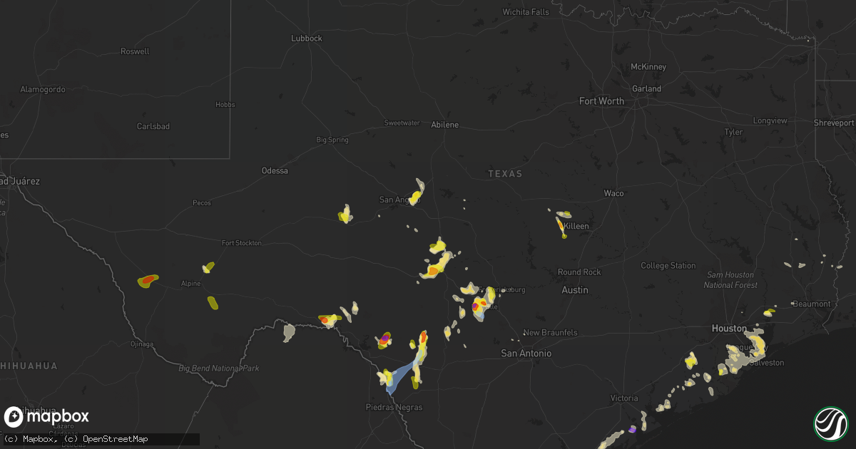 Hail map in Texas on May 28, 2020