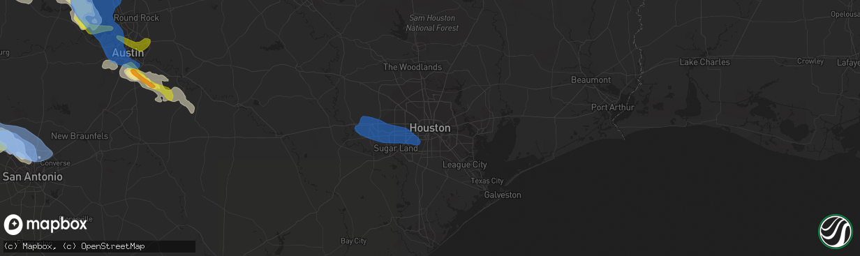 Hail map in Houston, TX on May 28, 2021