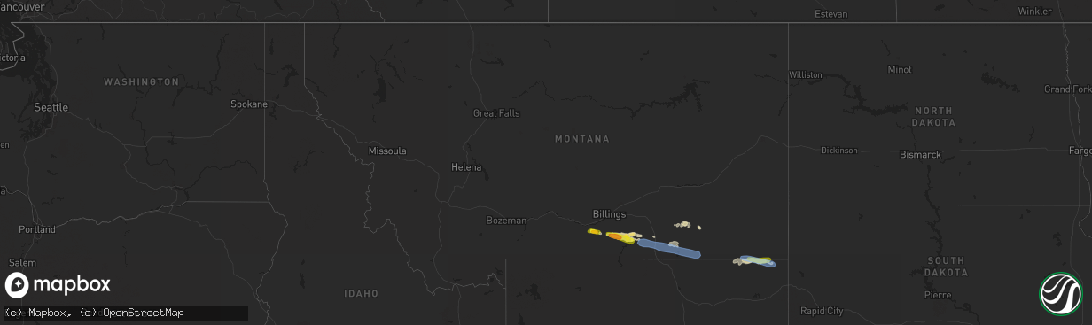 Hail map in Montana on May 28, 2021