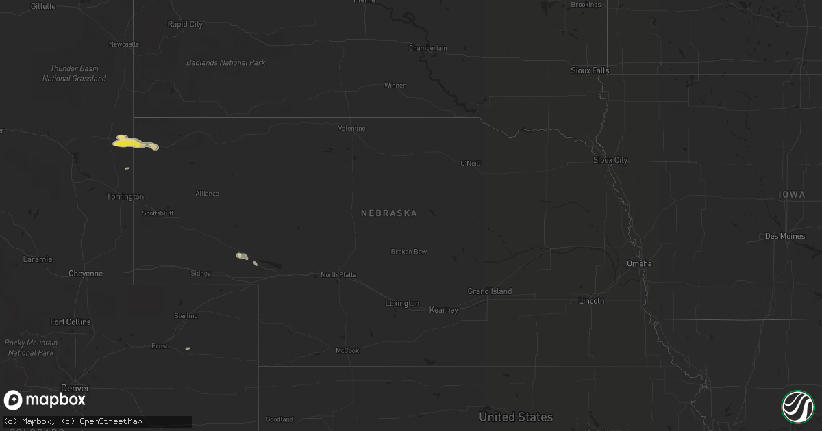 Hail map in Nebraska on May 28, 2021