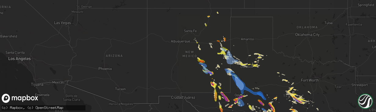 Hail map in New Mexico on May 28, 2021