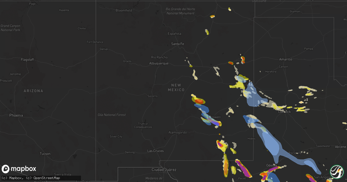 Hail map in New Mexico on May 28, 2021