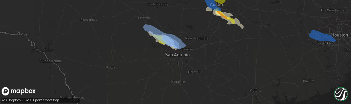 Hail map in San Antonio, TX on May 28, 2021