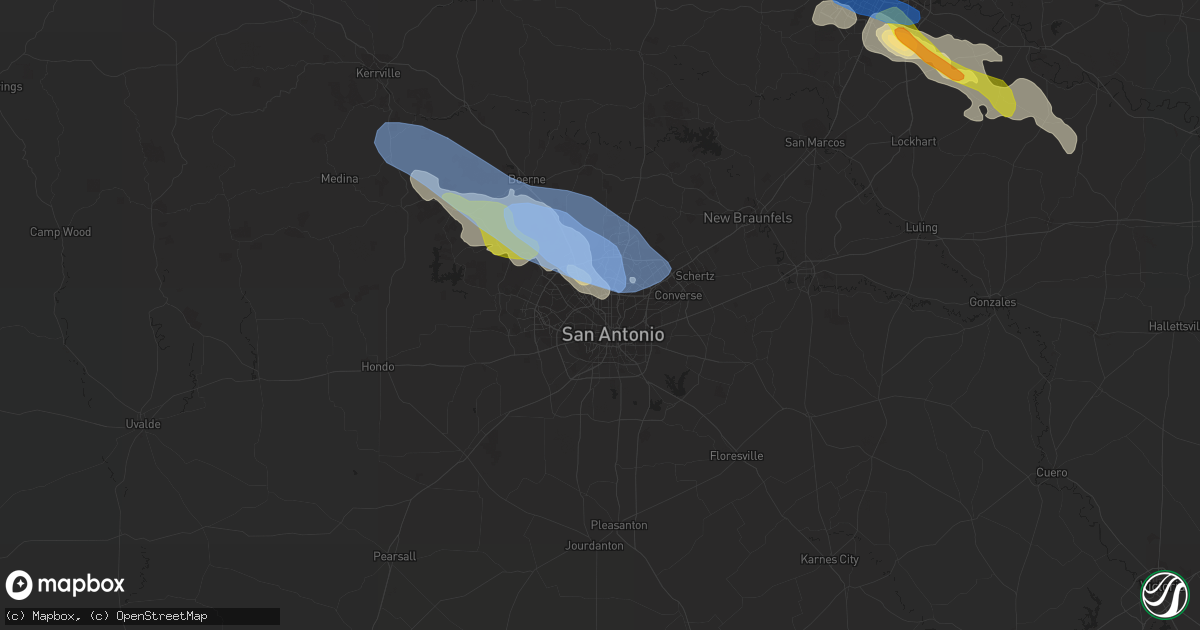 Hail map in San Antonio, TX on May 28, 2021