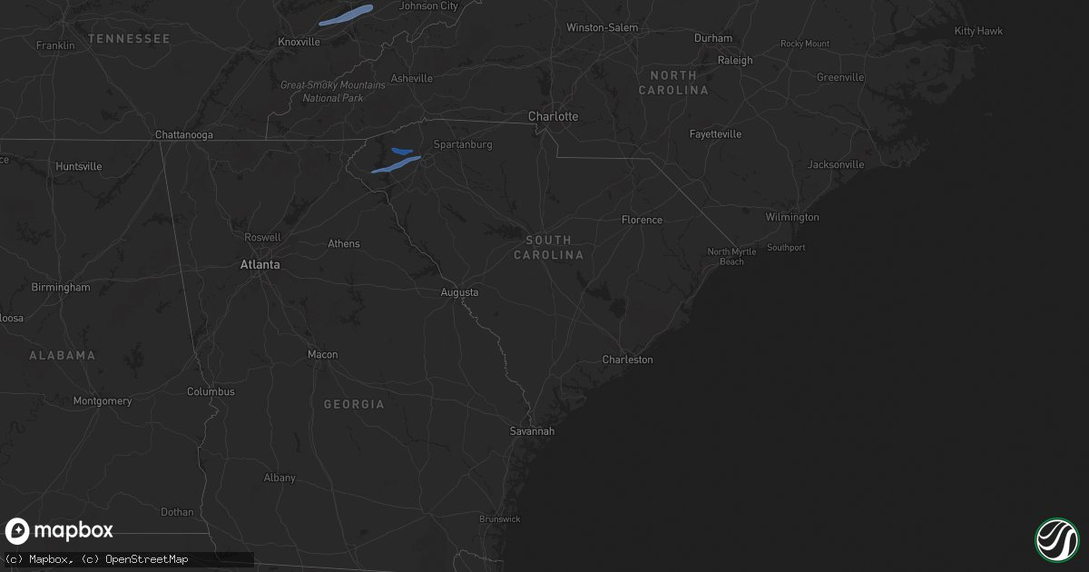 Hail map in South Carolina on May 28, 2021