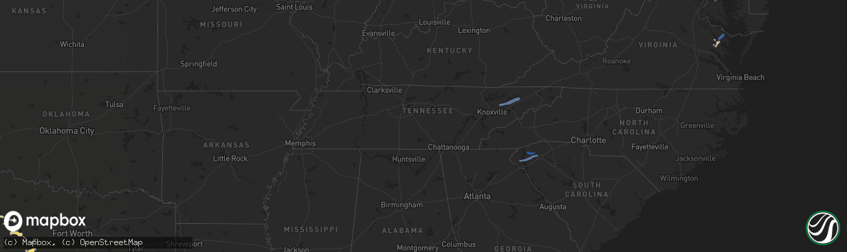 Hail map in Tennessee on May 28, 2021