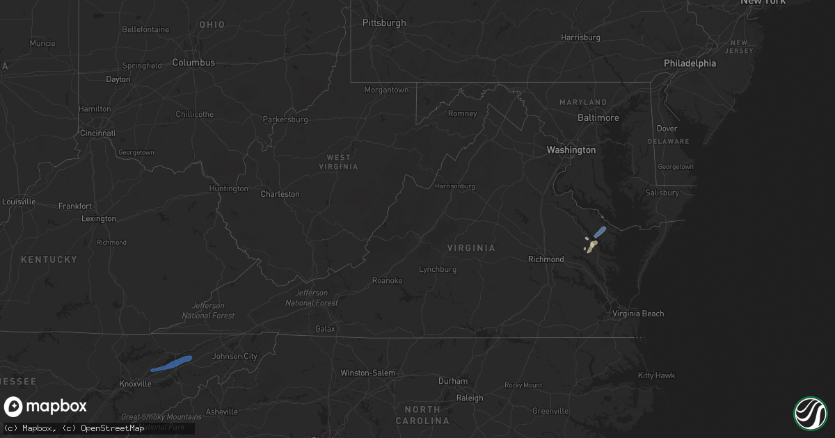 Hail map in Virginia on May 28, 2021