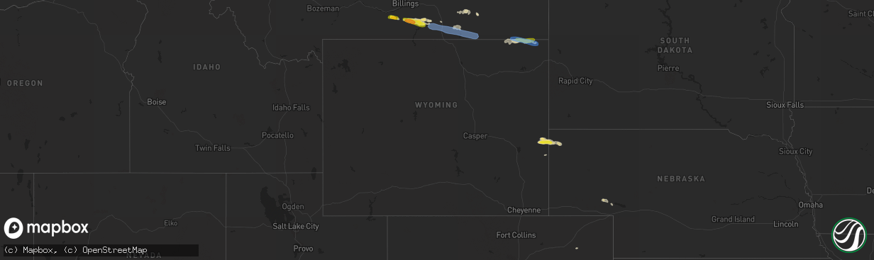 Hail map in Wyoming on May 28, 2021