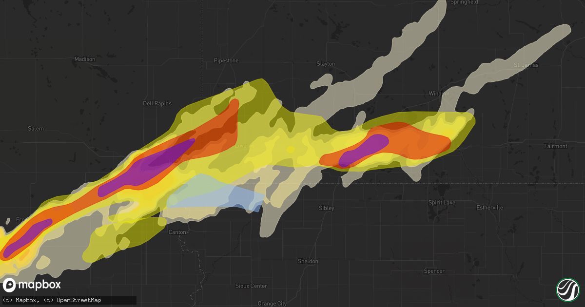 Hail map in Adrian, MN on May 28, 2022