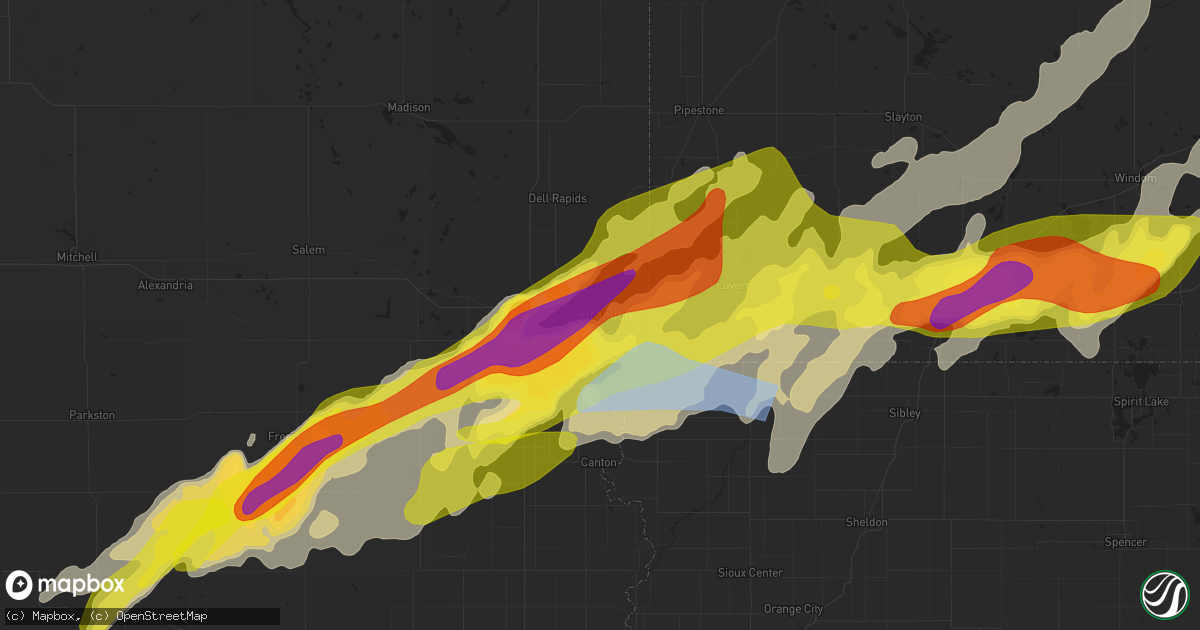 Hail map in Brandon, SD on May 28, 2022