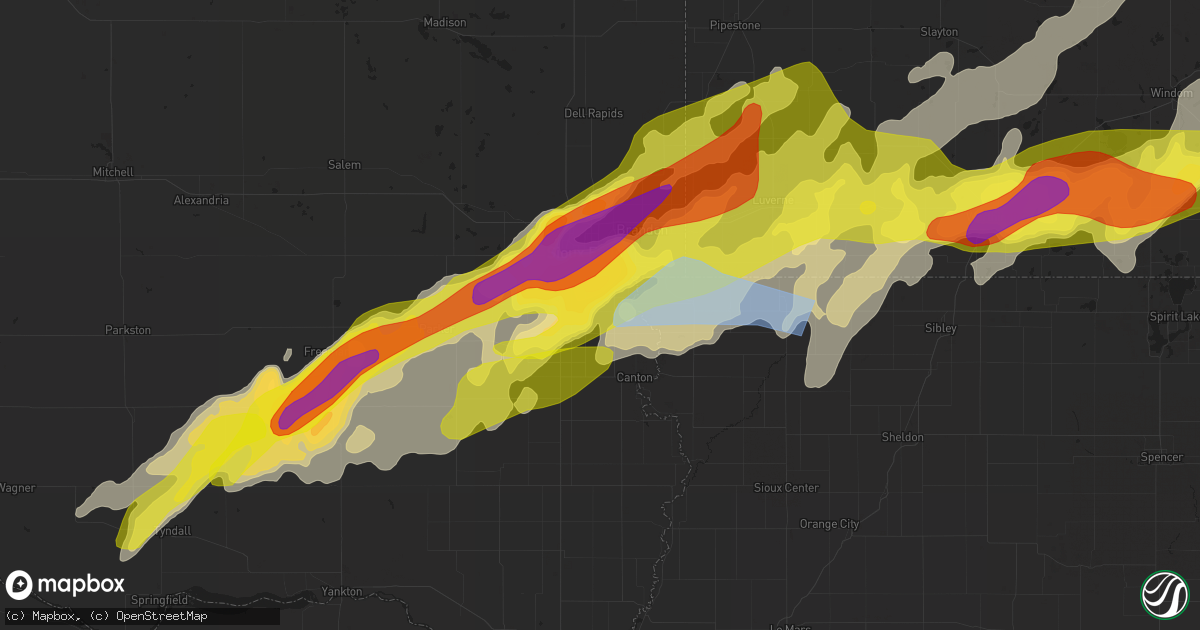 Hail map in Harrisburg, SD on May 28, 2022