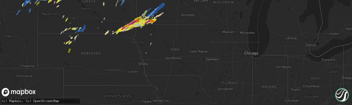 Hail map in Iowa on May 28, 2022