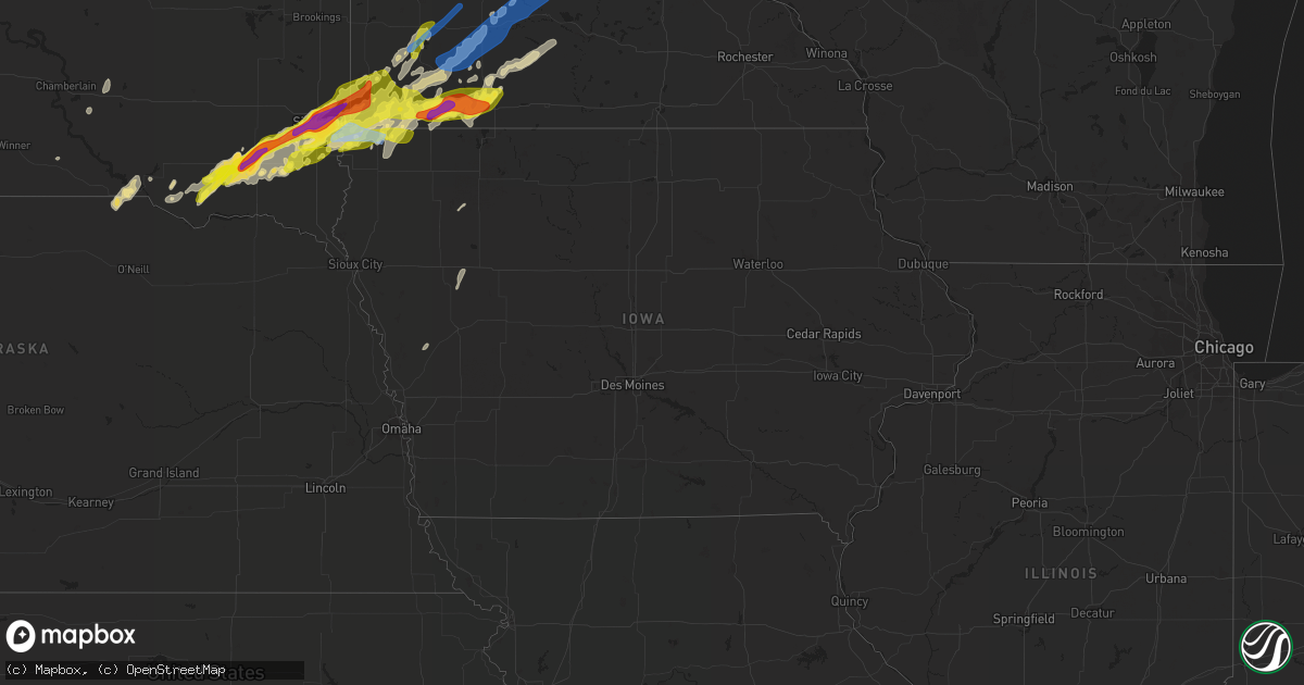 Hail map in Iowa on May 28, 2022