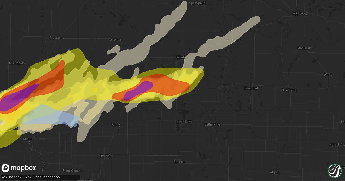 Hail map in Lakefield, MN on May 28, 2022