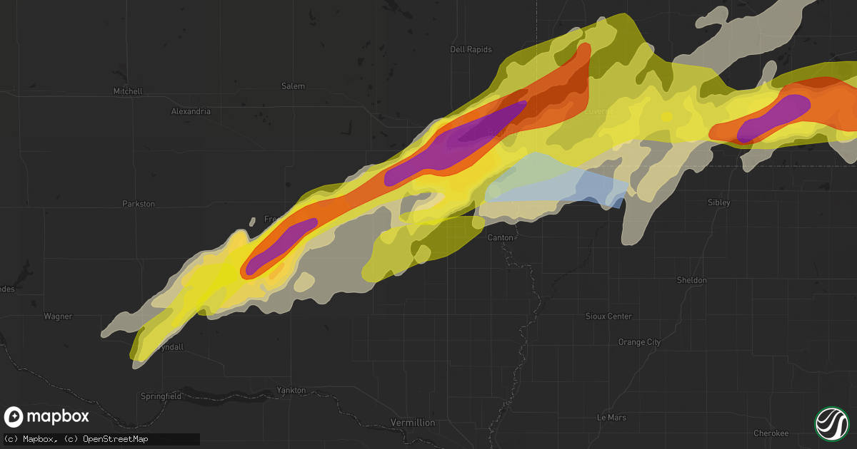 Hail map in Lennox, SD on May 28, 2022