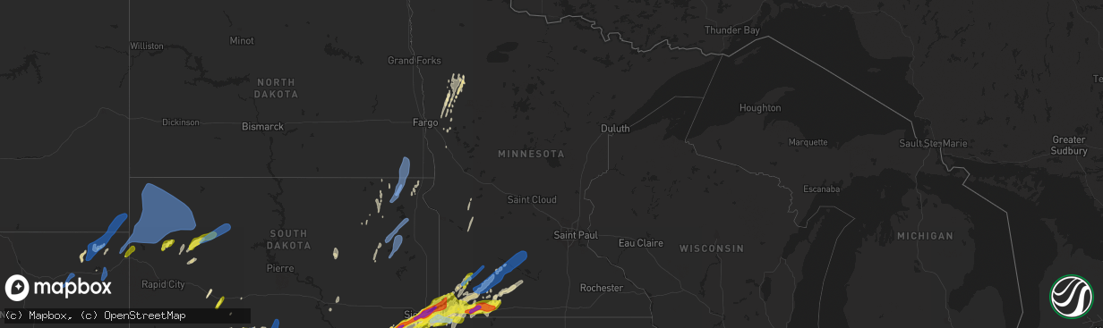 Hail map in Minnesota on May 28, 2022