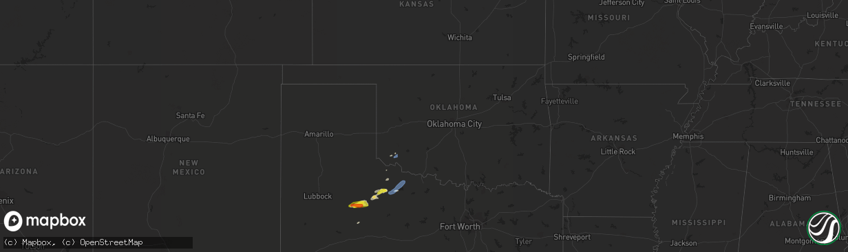 Hail map in Oklahoma on May 28, 2022