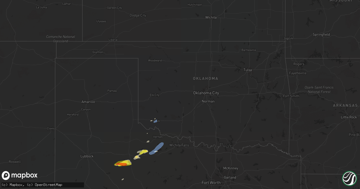 Hail map in Oklahoma on May 28, 2022