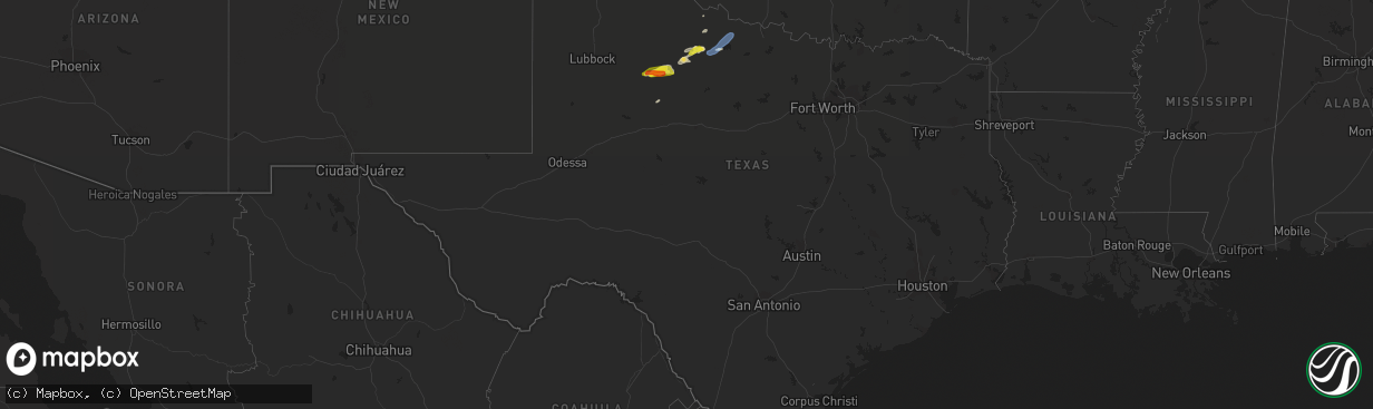 Hail map in Texas on May 28, 2022
