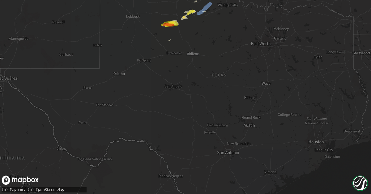 Hail map in Texas on May 28, 2022