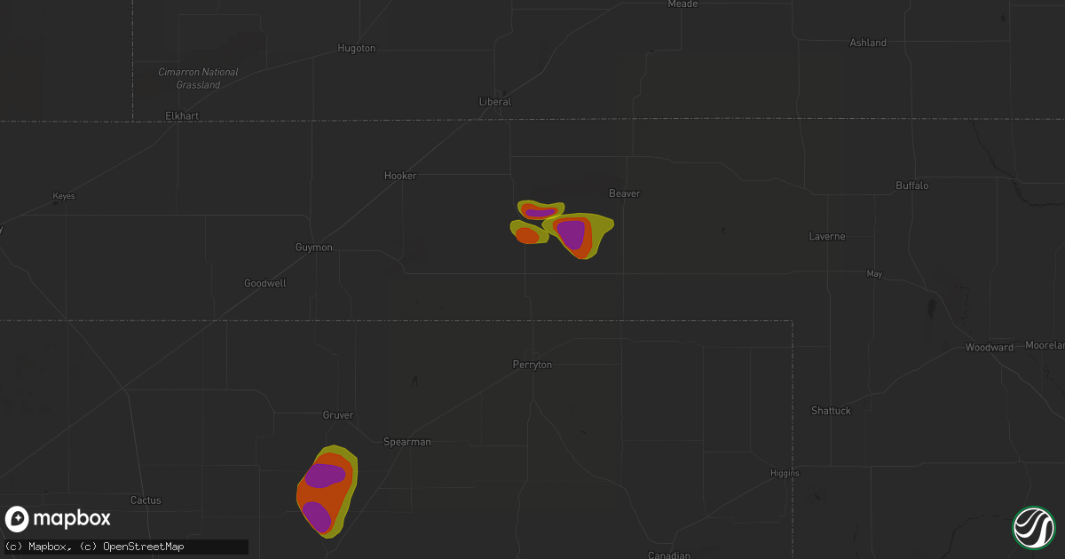 Hail map in Balko, OK on May 28, 2023