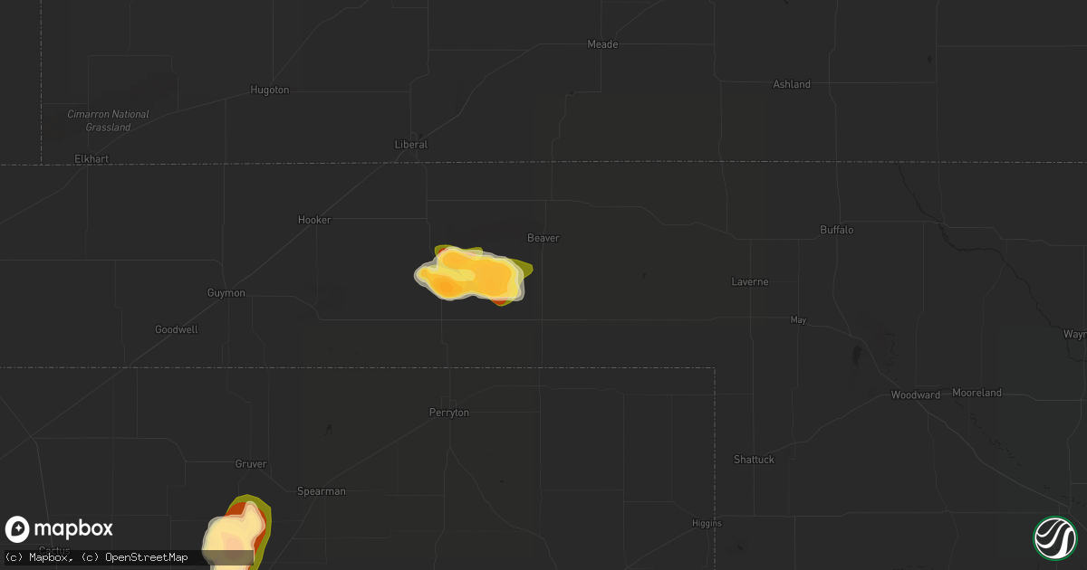 Hail map in Beaver, OK on May 28, 2023