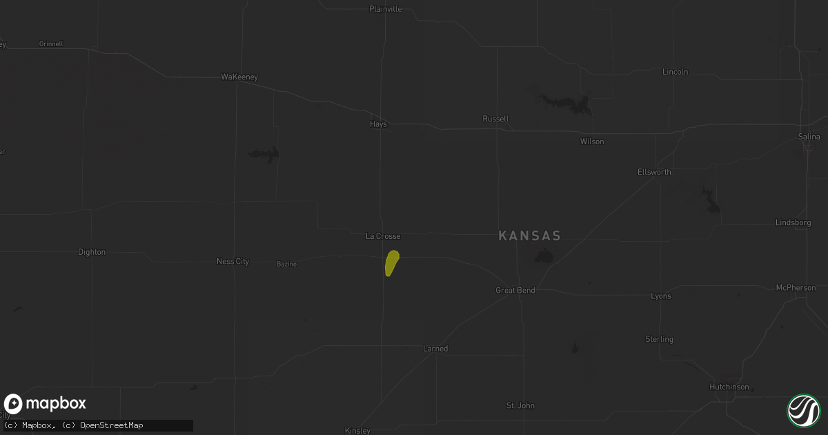Hail map in Bison, KS on May 28, 2023