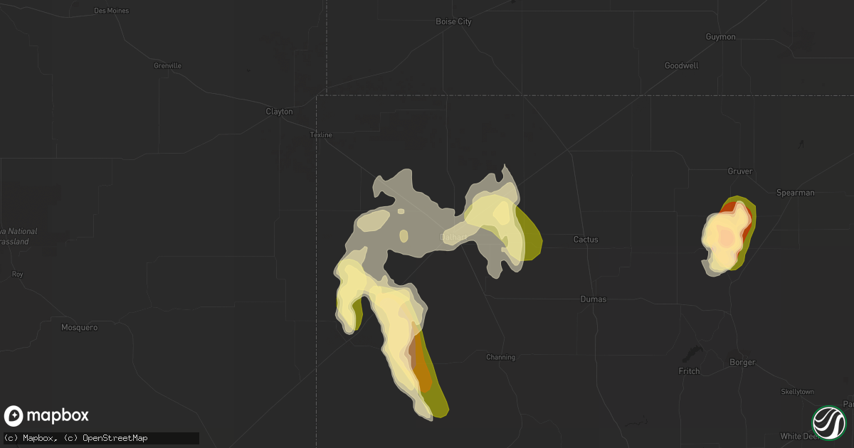 Hail map in Dalhart, TX on May 28, 2023