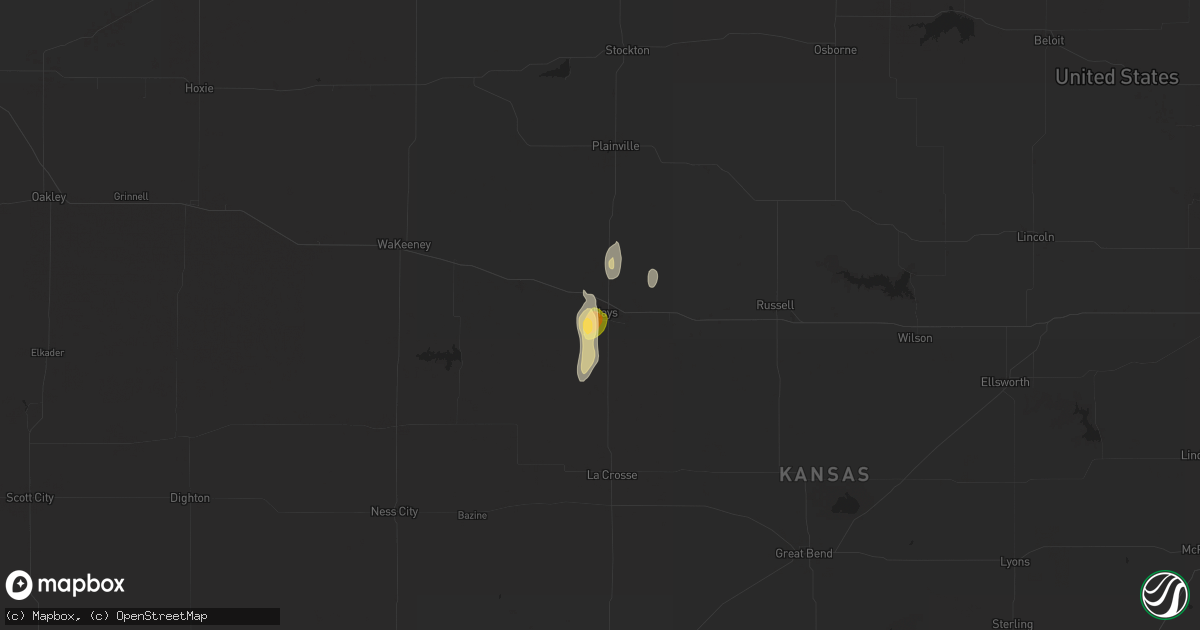 Hail map in Hays, KS on May 28, 2023