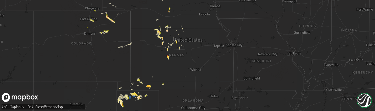Hail map in Kansas on May 28, 2023