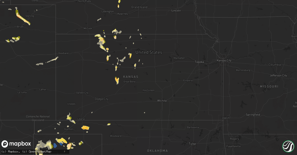Hail map in Kansas on May 28, 2023