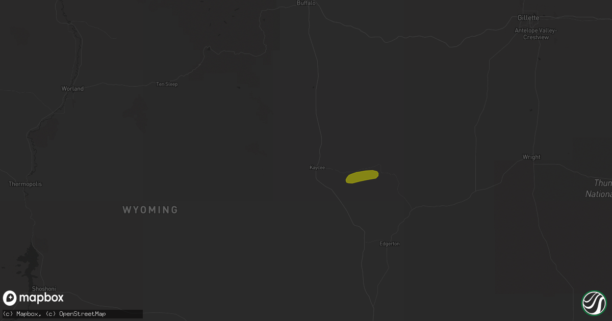 Hail map in Kaycee, WY on May 28, 2023