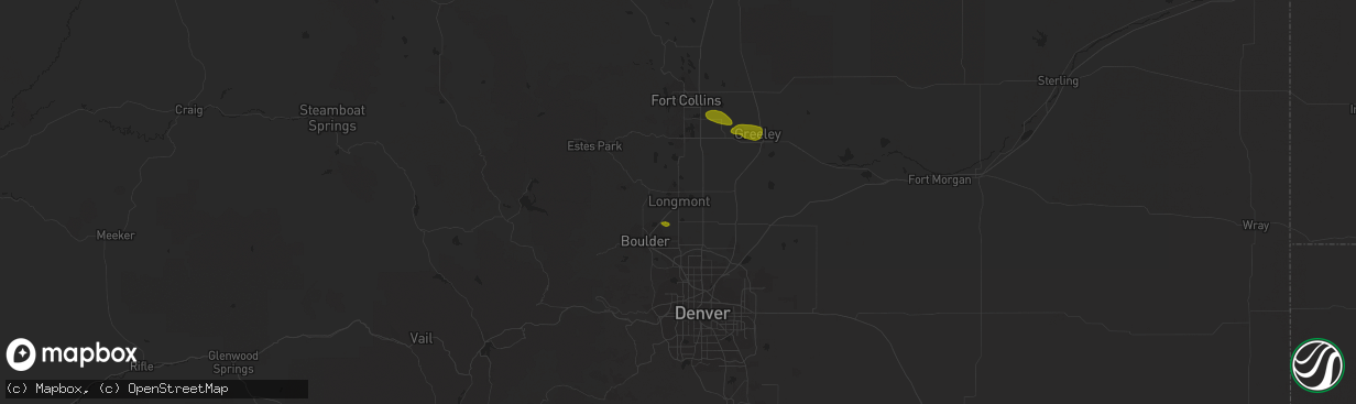 Hail map in Longmont, CO on May 28, 2023
