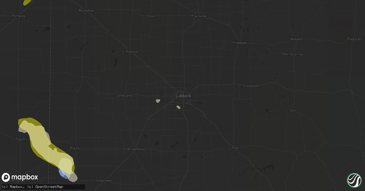 Hail map in Lubbock, TX on May 28, 2023