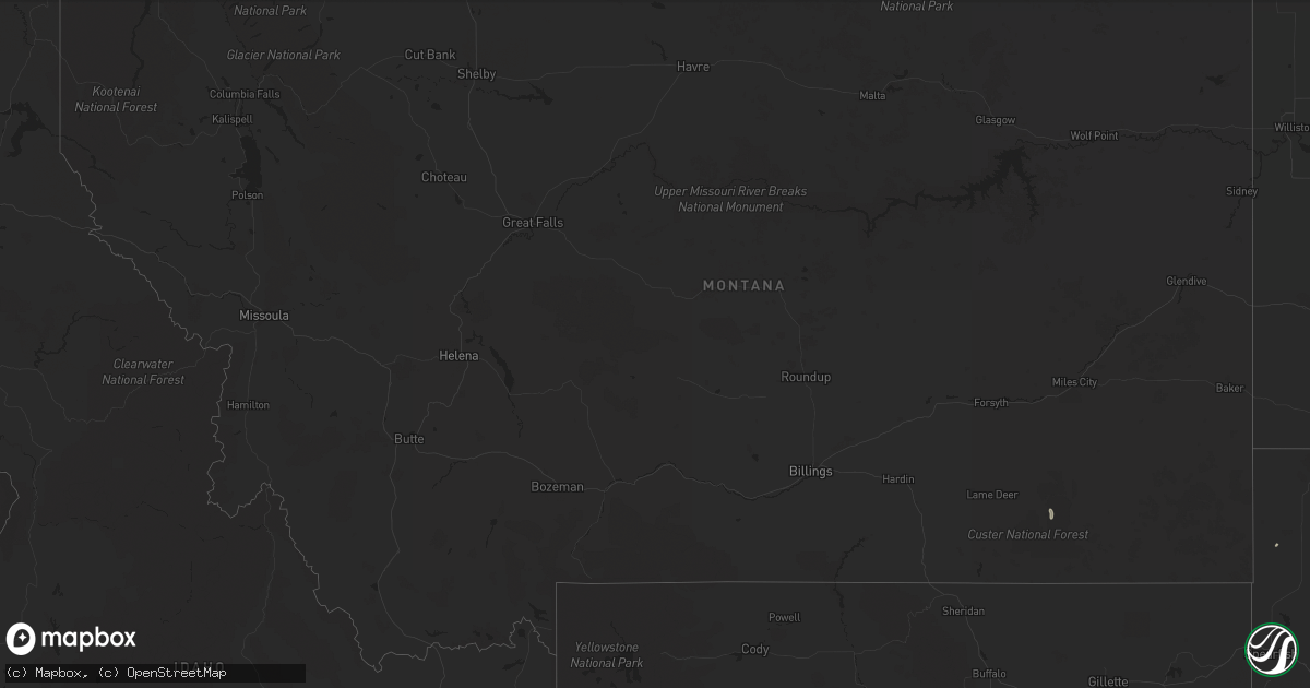 Hail map in Montana on May 28, 2023