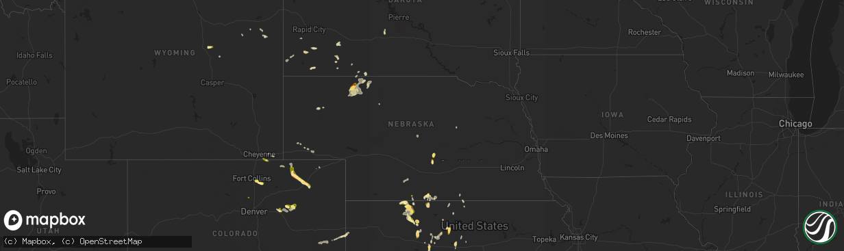 Hail map in Nebraska on May 28, 2023
