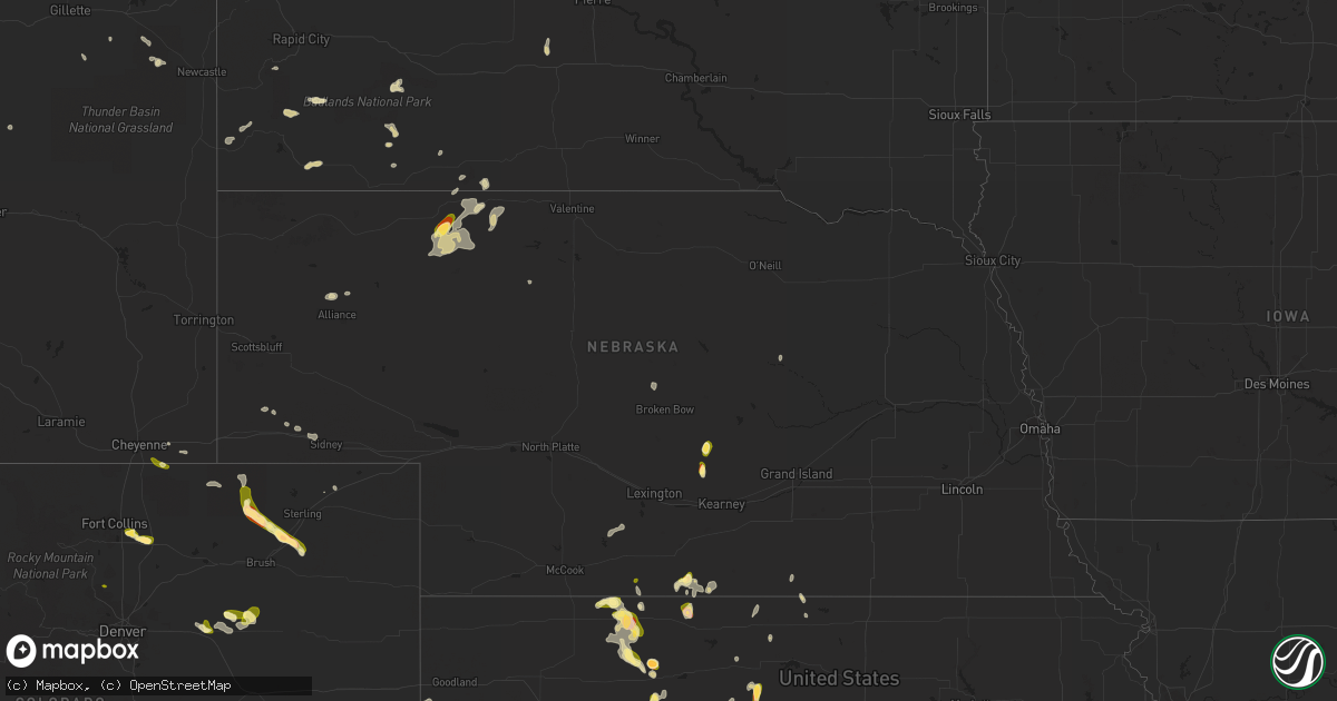 Hail map in Nebraska on May 28, 2023