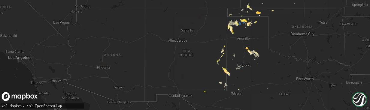 Hail map in New Mexico on May 28, 2023