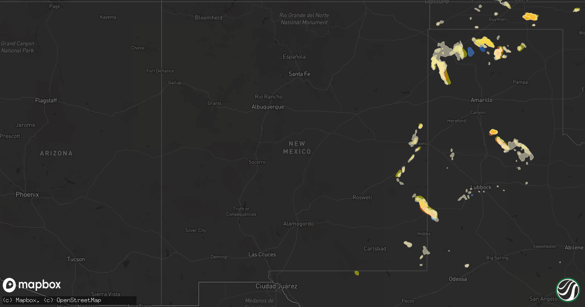 Hail map in New Mexico on May 28, 2023