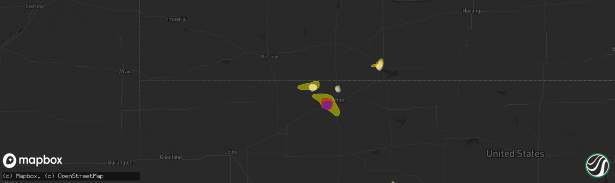 Hail map in Norcatur, KS on May 28, 2023