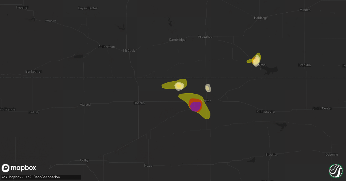 Hail map in Norcatur, KS on May 28, 2023