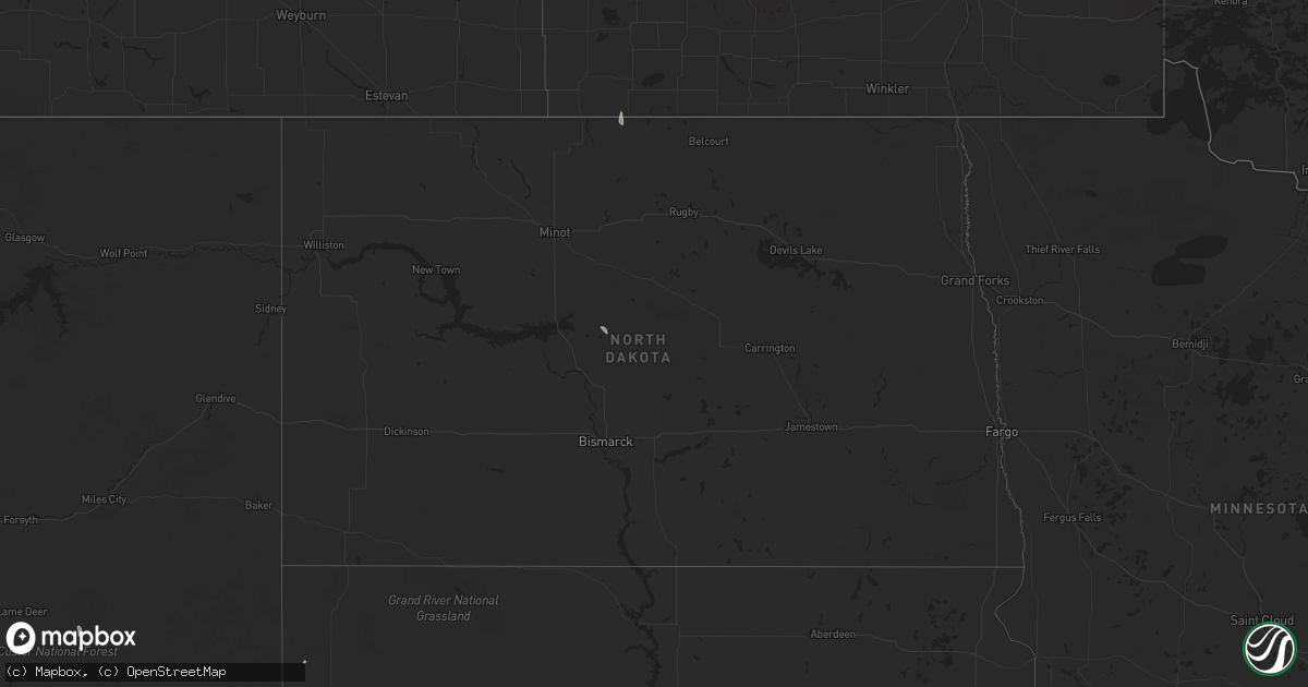 Hail map in North Dakota on May 28, 2023