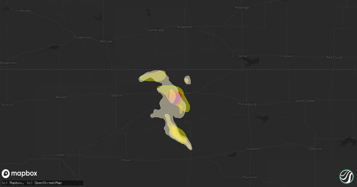 Hail map in Norton, KS on May 28, 2023