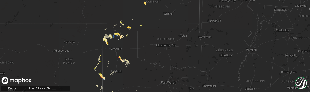 Hail map in Oklahoma on May 28, 2023
