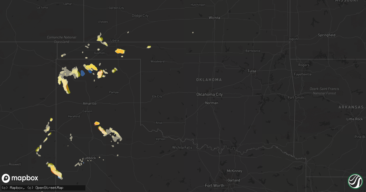 Hail map in Oklahoma on May 28, 2023