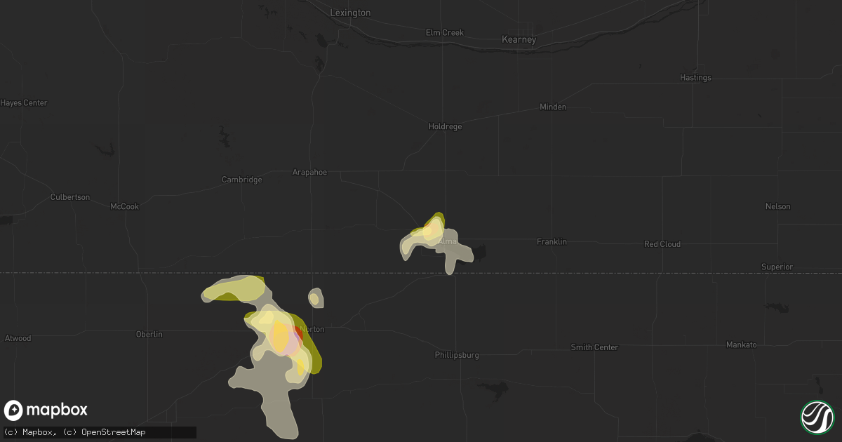 Hail map in Orleans, NE on May 28, 2023