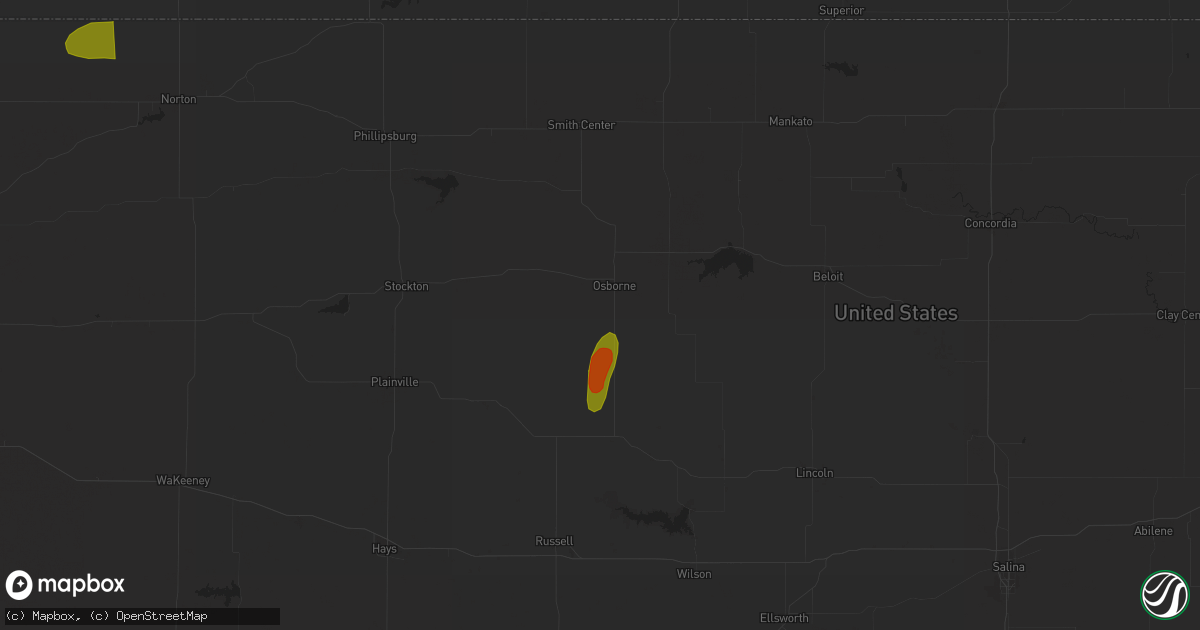 Hail map in Osborne, KS on May 28, 2023