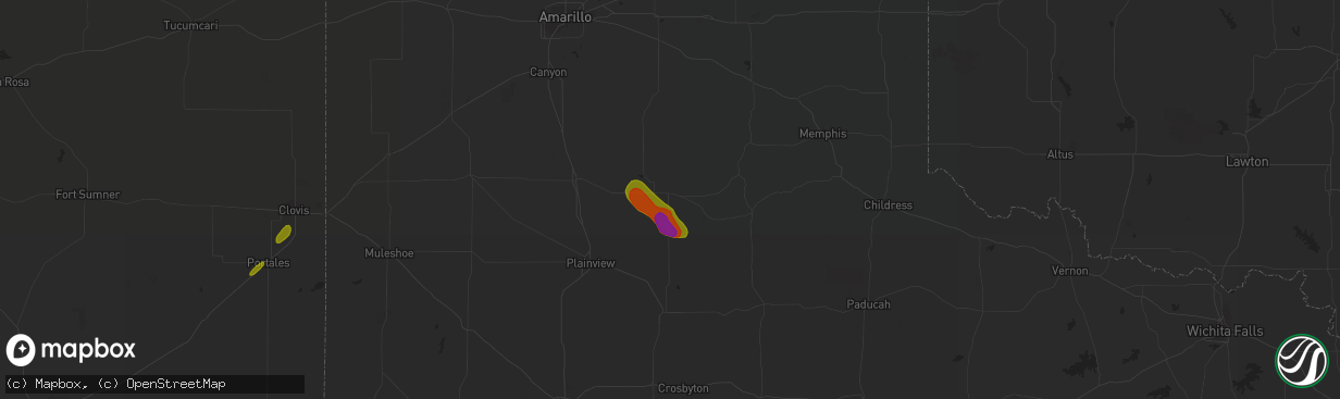 Hail map in Silverton, TX on May 28, 2023