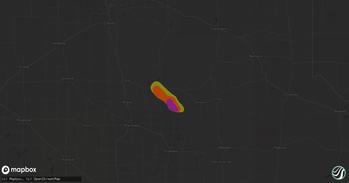 Hail map in Silverton, TX on May 28, 2023