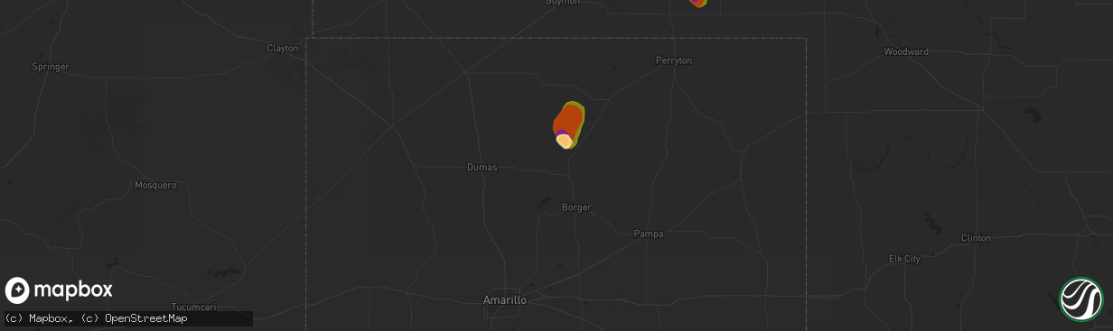 Hail map in Stinnett, TX on May 28, 2023